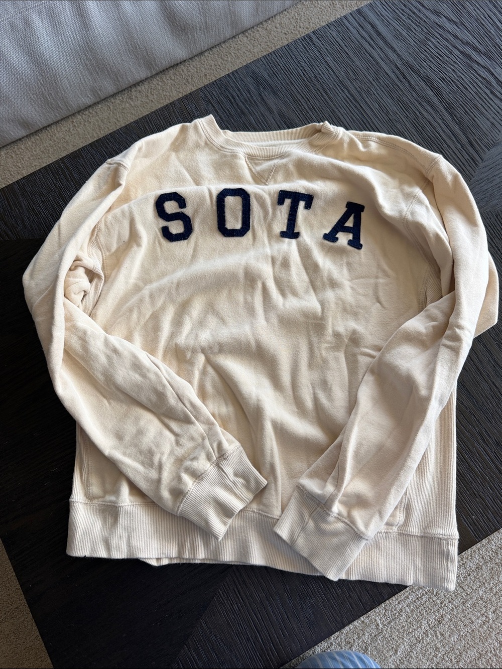SOTA Cream Crewneck Sweatshirt with Navy Lettering. MEDIUM. EUC!